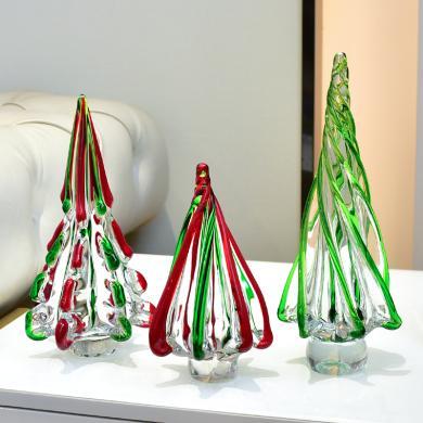 墨菲琉璃圣诞树摆件绿树摆设轻奢装饰品酒柜书房玄关客厅装饰品工艺品