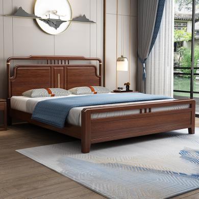 皇家密码 新中式实木床现代简约轻奢胡桃木1.8米双人大床卧室家具婚床
