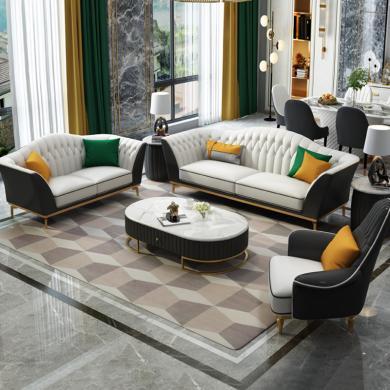 皇家密码 北欧轻奢真皮沙发组合头层牛皮美式客厅家具后现代实木沙发三人位