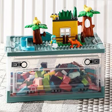 星优 可折叠乐高儿童玩具收纳箱侧开式带轮盒子家用透明衣服整理储物盒XFFX-796