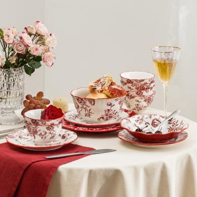 摩登主妇玫瑰假日中式餐具饭碗盘子家用2024新款瓷器结婚新婚礼品