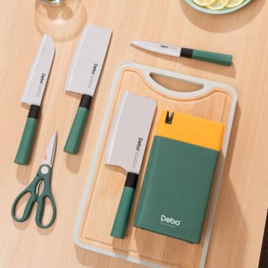 Debo德铂克拉米不锈钢刀具套装 多用刀具6件套 厨房套刀食物剪刀DEP-800