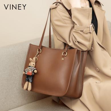 Viney包包女包新款大容量时尚质感洋气牛皮单肩托特包潮5890