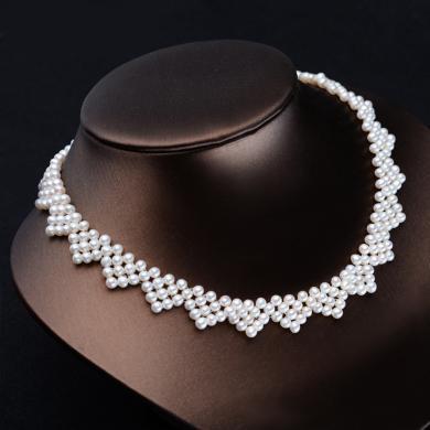 风下Hrfly 天然珍珠蕾丝领项链 4-4.5mm强光珍珠 精致优雅 附包装