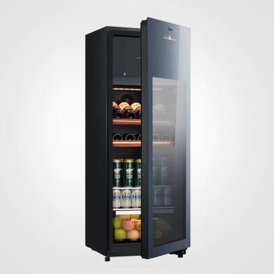 Midea/美的 JC-160GEM家用客厅小型透明冷藏柜办公室酒柜冰箱冰吧160L