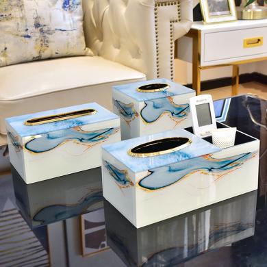 DEVY轻奢风纸巾盒摆件奢华客厅创意高档美式多功能遥控器收纳盒抽纸盒