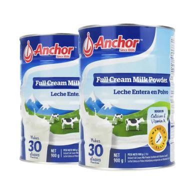 【2罐】新西兰Anchor安佳 成人全脂奶粉 900g/罐 进口成人奶粉 学生奶粉