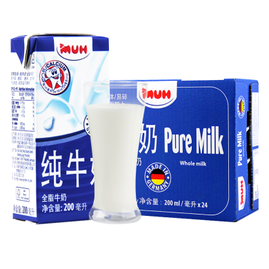 甘蒂牧场(MUH)  全脂纯牛奶  原装箱  200ml*24盒