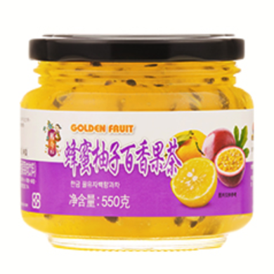 【韩今】蜂蜜柚子百香果茶550g/1kg韩国进口水果酱泡水冲饮奶茶店专用