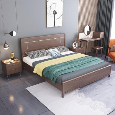 皇家密码极简实木床1.8米现代简约1.5米轻奢婚床双人床卧室经济型简易家具