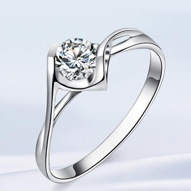 cerana s925银莫桑钻戒女礼物天使之吻