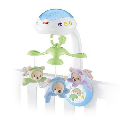 费雪婴幼儿玩具儿童玩具早教玩具 3合1安睡萌熊投影床铃宝宝睡眠安抚玩具婴儿卡通玩偶CDN41