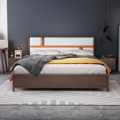 皇家密码极简实木床1.8米现代简约1.5米轻奢婚床双人床卧室