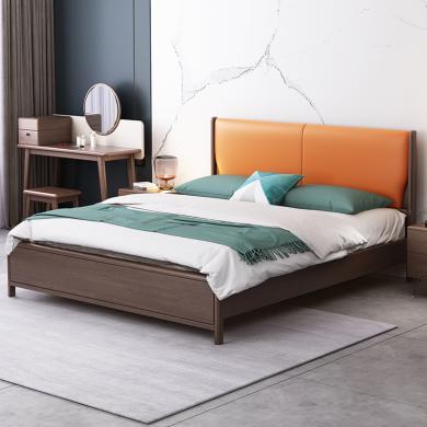 皇家密码极简实木床1.8米现代简约1.5米轻奢婚床双人床卧室