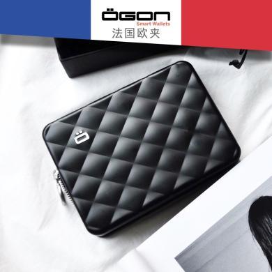 OGON法国欧夹RFID防盗刷菱格纹护照钱包@环球旅伴（原装进口好物/高端商务礼品）-QP系列