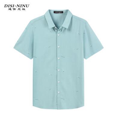 迪仕尼奴夏季男士短袖衬衫印花薄款柔软半袖休闲开衫商务衬衣 455B