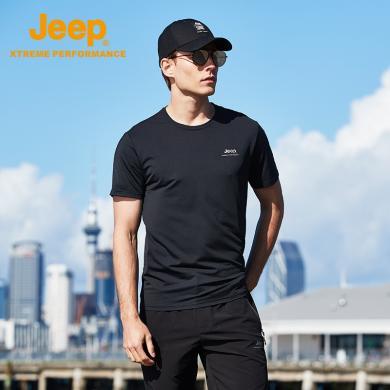Jeep吉普男士圆领时尚休闲T恤户外吸湿速干短袖上衣J022094554