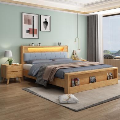 皇家密码北欧实木床1.8米现代简约1.5米储物床双人床卧室橡胶木婚床