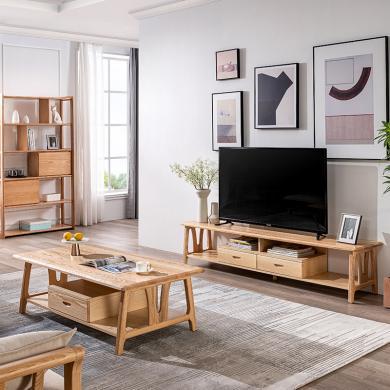 皇家密码北欧风格现代简约实木小户型茶几电视柜组合套装客厅成套家具整装