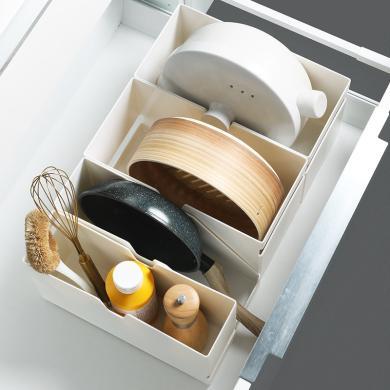 （2个装）乐活时光多功能ins桌面收纳盒塑料家用冰箱整理盒厨房收纳盒分格H厨房收纳盒