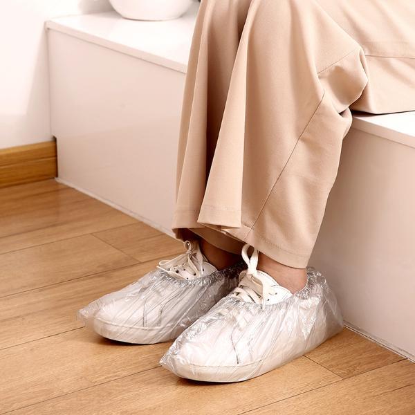 fasola一次性鞋套 室内家用待客防尘防静电加厚耐磨透明塑料脚套100只