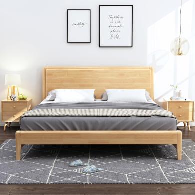 皇家密码北欧现代简约实木床主卧ins小户型橡胶木床1.8米1.5m双人床