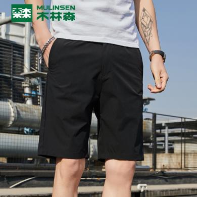 木林森夏季休闲中裤修身薄款五分短裤外穿韩版直筒裤男HX-8030