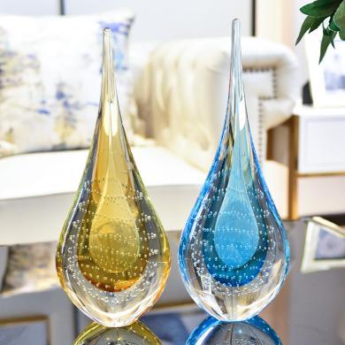 DEVY创意琉璃水滴摆件现代轻奢客厅酒柜博古架装饰品办公室摆设工艺品