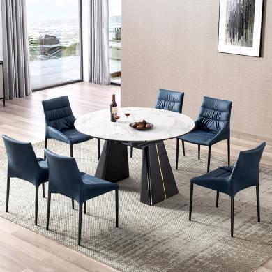 皇家密码岩板餐桌家用小户型实木桌子吃饭桌现代简约轻奢可变圆餐桌椅组合