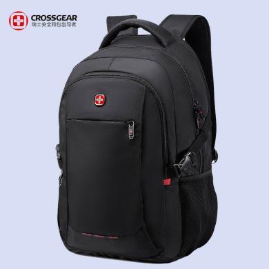 十字勋章瑞士背包超大容量旅行包笔记本电脑包15.6英寸双肩包男女多功能背包 黑色CAA25315156E