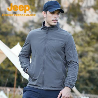 Jeep/吉普男士时尚加绒双面茄克户外休闲工装夹克保暖透气摇粒绒外套J132095049