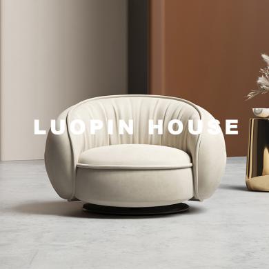 蛋壳椅现代简约设计师阳台布艺休闲靠椅家用圆形真皮懒人单人沙发
