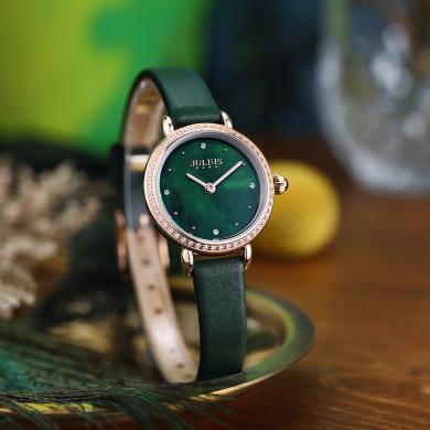 聚利时女士手表简约气质时尚轻奢复古小绿表ins风防水女表JA-1279