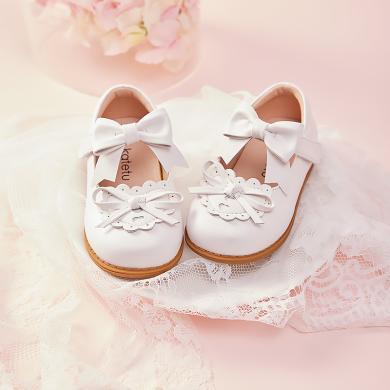 卡特兔女童皮鞋2023年春季公主鞋洛丽塔女孩单鞋蝴蝶结儿童小皮鞋