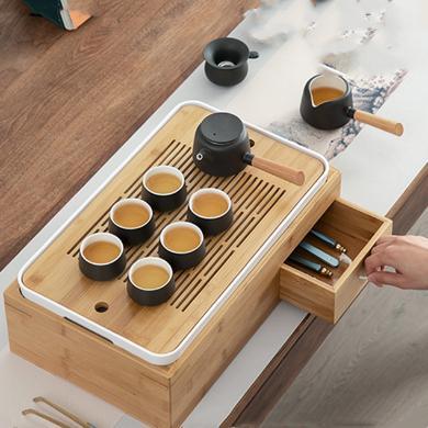 南山先生茶具套装创意多功能客厅家用收纳盒简约现代小套功夫茶具