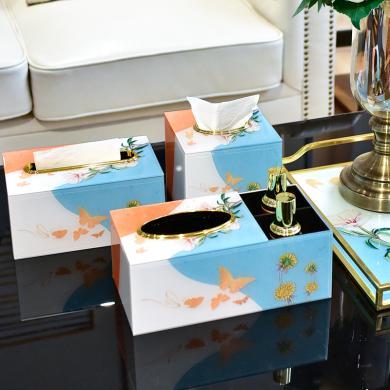 DEVY轻奢纸巾盒奢华客厅创意高档纸抽盒美式多功能遥控器收纳盒抽纸盒