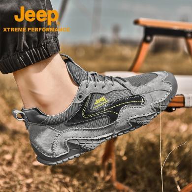 Jeep/吉普新款潮户外休闲运动真皮透气旅游徒步登山跑鞋子P2310912122