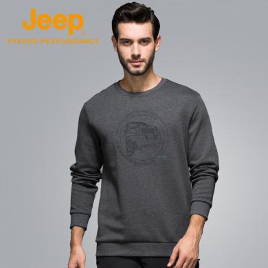 Jeep/吉普男士户外舒适保暖长袖运动卫衣内搭打底长袖T恤百搭J732094304