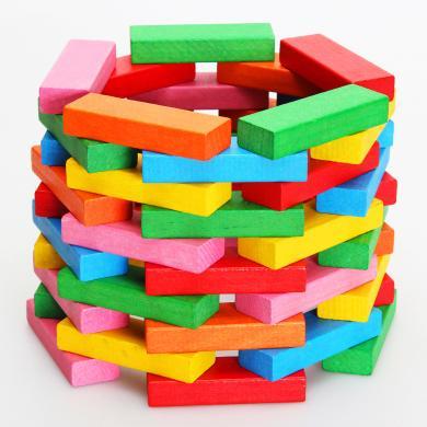 巧之木48粒彩色叠叠高数字叠叠乐木制拼装益智积木多米诺玩具互动抽抽乐0056