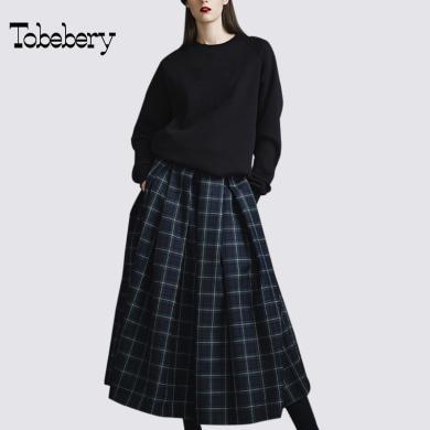 tobebery复古格子套装裙女2022年新款秋季时尚卫衣高级感裙子御姐两件套