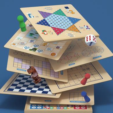 巧之木三十六合一多功能游戏棋象棋围棋军棋智力开发亲子互动桌游玩具 0984