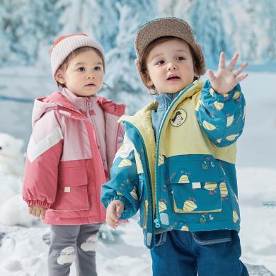 Amila服饰冬季新款冲锋衣两件套二合一带帽外套运动衣加厚上衣WT203