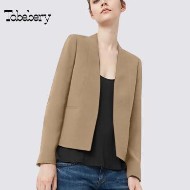 tobebery小个子职业气质卡其色西装外套女装秋季2022新款修身高级感小西服