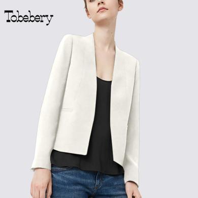 tobebery高级感时尚白色休闲西装外套女2022秋季新款修身显瘦气质百搭西服