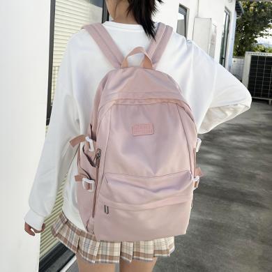 XIASUAR双肩包女f粉色14寸电脑包大容量韩版简约女生中学生初中生高中生书包