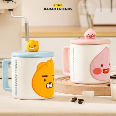 KAKAO FRIENDS韩式马克杯卡通带盖勺陶瓷杯彩盒装情侣水杯