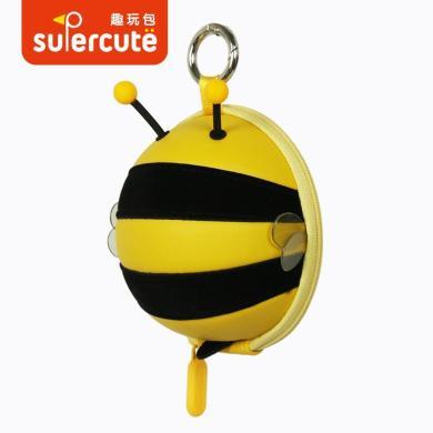 Supercute创意礼物迷你蜜蜂可爱钥匙包萌娃装饰包耳机包挂包礼物