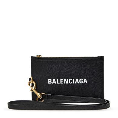【支持购物卡】Balenciaga/巴黎世家 奢侈品女包 女士黑色拉链零钱包手拿包 送礼礼物 香港直邮