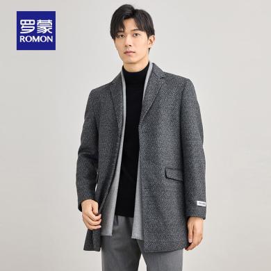 【含羊毛】罗蒙加棉保暖双面呢大衣男2022秋冬新款中青年毛呢外套2D026203
