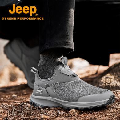 Jeep/吉普套脚防滑轻便中老年爸爸鞋保暖徒步鞋一脚蹬羊毛绵鞋P2310912624